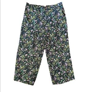 LOFT Petite Women’s Floral Wide Leg Cropped Pants Elastic Waist Pocketed